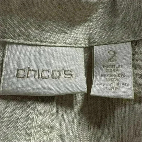 Chicos Women’s 2 US L 100% Linen Snap Closure Lagenlook Long Sleeve Jacket - Picture 9 of 12